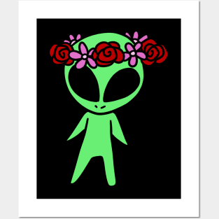 Flower Crown Alien Posters and Art